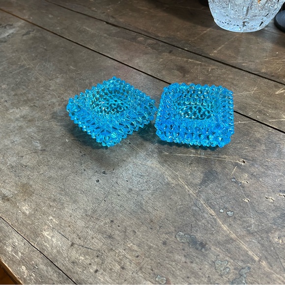 SET OF 2 ICE BLUE HOBNAIL VOTIVE TEA LIGHT CANDLE HOLDERS ? FENTON - Picture 3 of 14